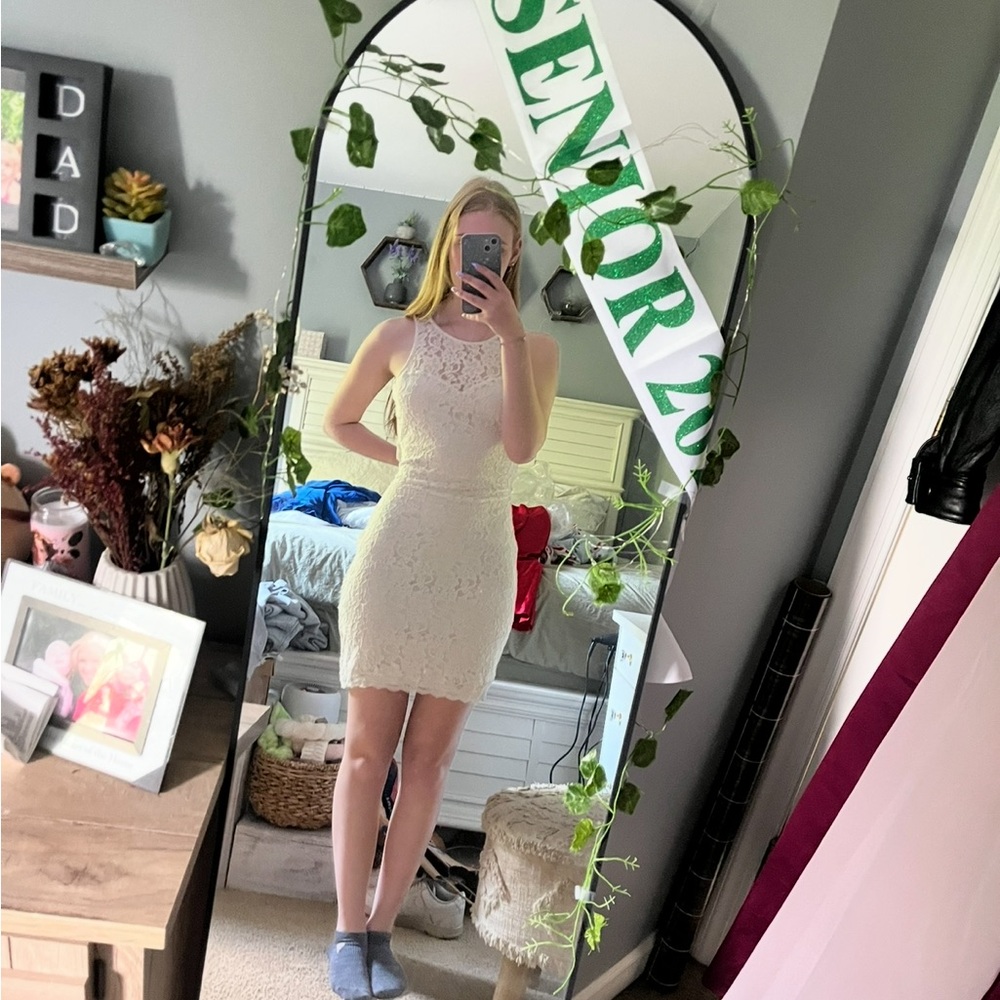Wet Seal Cream Lace Mini Dress